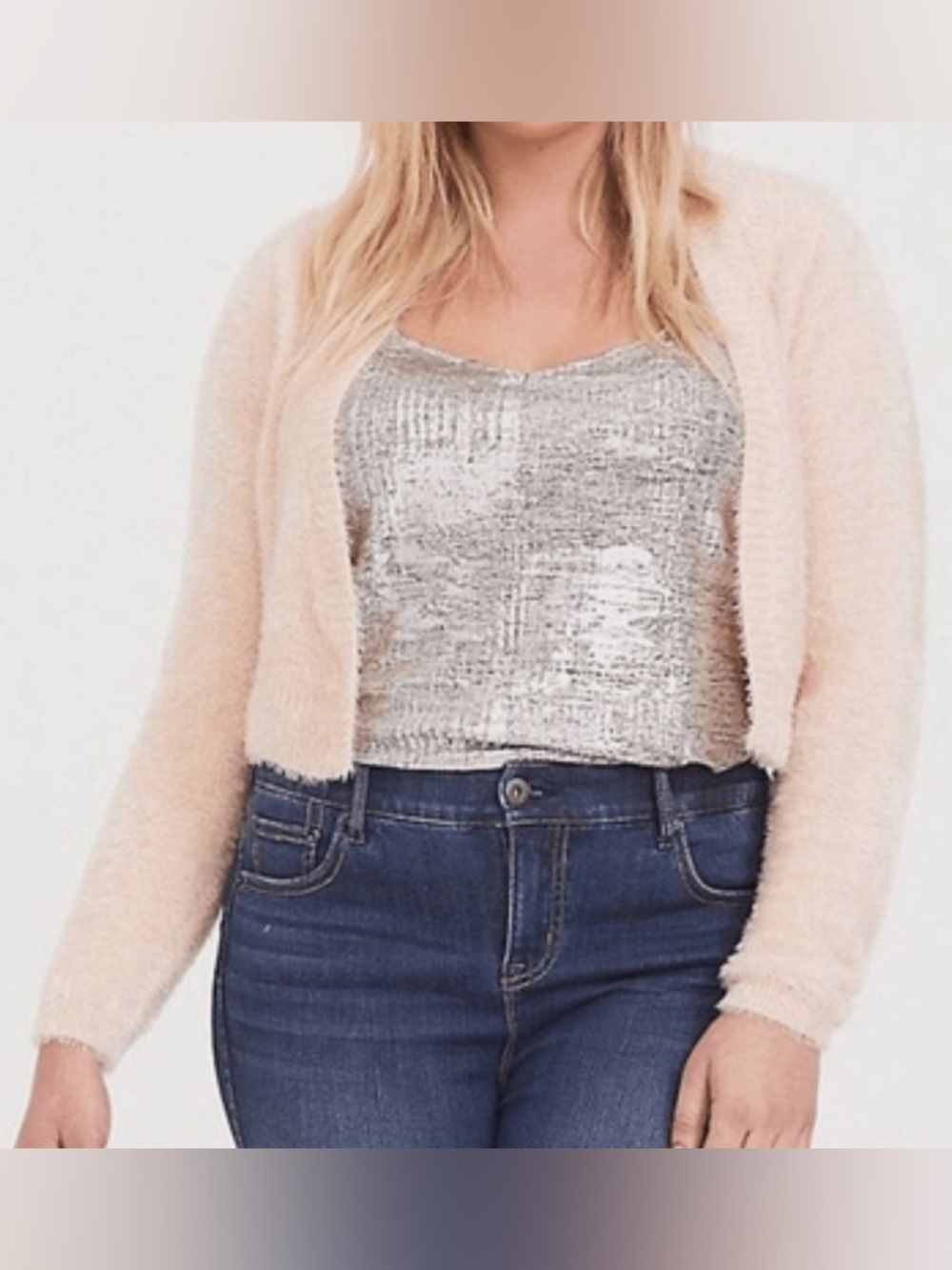 Torrid Blush Pink Fuzzy Open-Front Sweater